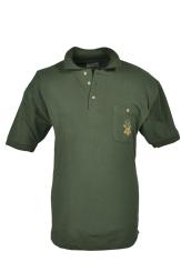 Poloshirt mit Rehbock oliv S | oliv