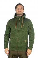 Strickfleece-Jacke mit Kapuze S | grün
