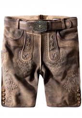 Lederhose kurz Logan kiesel in Größe 54 54 | braun