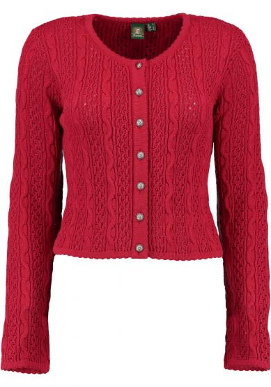 Damen Strickjacke Zopfmuster 34 | rot