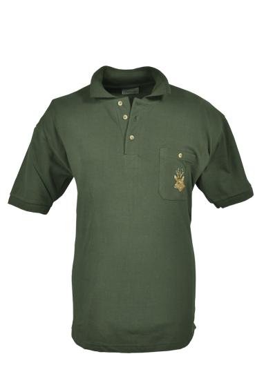 Poloshirt mit Rehbock oliv S | oliv