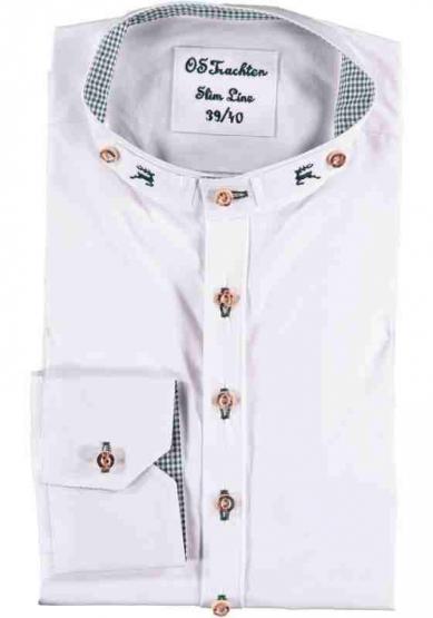 Trachtenhemd Slim Fit in Größe 42 42 | weiß