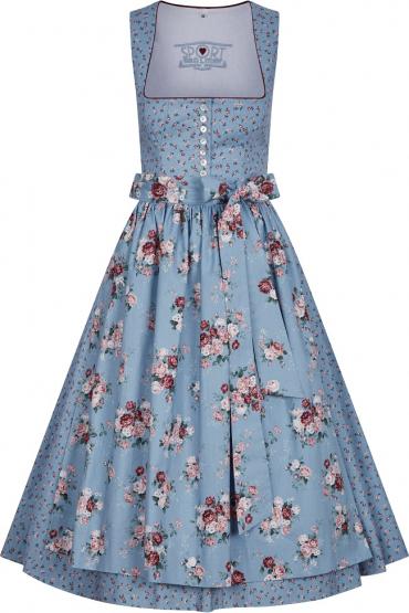 Dirndl Rosendruck  nostalgisch in Größe 34 34 | blau