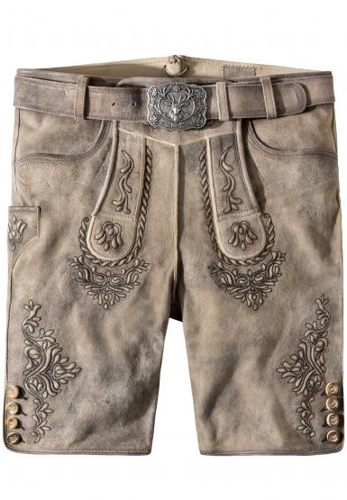 Lederhose kurz Logan hellgrau 46 | grau