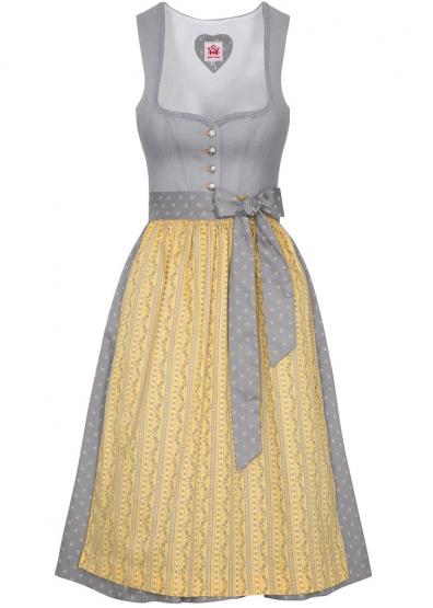 Dirndl Nani mittel grau/gelb in Größe 40 40 | grau